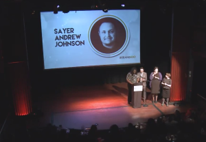 Sayer Johnson  honored at Trans100, 2015